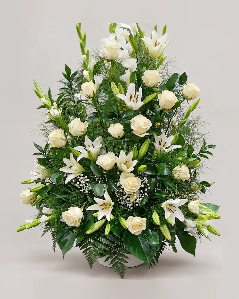 Centre blanc XL roses, gladiols i lillium